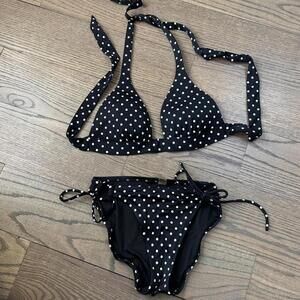 victoria secret black polka dot bikini FULL SET